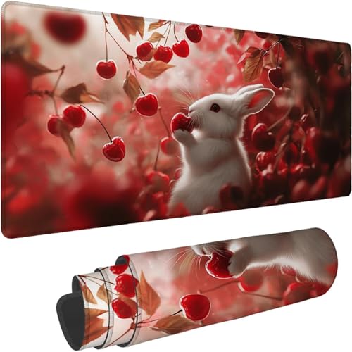 Gaming Mauspad 1200 x 600 x 3mm Mauspad XXL Wasserdicht Abriebfest mit Vernähten Kanten Traum Schreibtischunterlage Verbessert Geschwindigkeit und Präzision für PC, Büro Kaninchen Muster xn-633 von Lchtooog