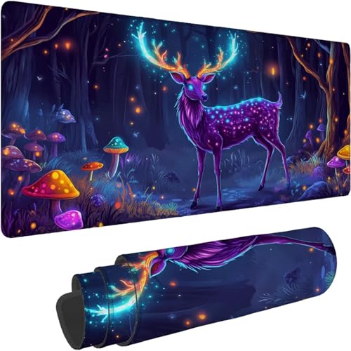 Gaming Mauspad 1200 x 600 x 3mm Mauspad XXL Wasserdicht Abriebfest mit Vernähten Kanten Traum Schreibtischunterlage Verbessert Geschwindigkeit und Präzision für PC, Laptop Computer, Reh Muster xn-628 von Lchtooog