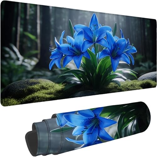 Gaming Mauspad 1200 x 600 x 3mm Mauspad XXL Wasserdicht Abriebfest mit Vernähten Kanten Wald Schreibtischunterlage Verbessert Geschwindigkeit und Präzision für Laptop Computer, Blume Muster xn-662 von Lchtooog