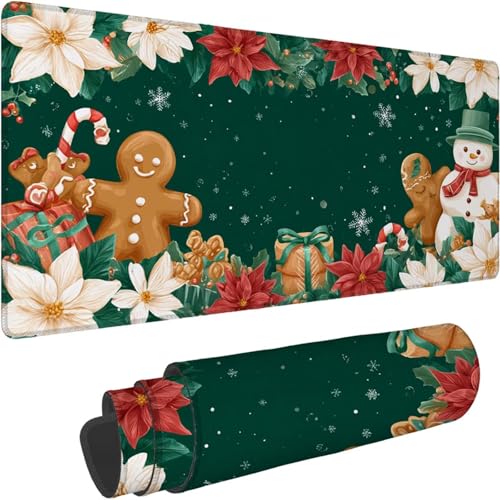 Gaming Mauspad 600 x 300 x 3mm Mauspad XXL Wasserdicht Abriebfest mit Vernähten Kanten Grün Schreibtischunterlage Verbessert Geschwindigkeit und Präzision für PC, Weihnachtsgeschenke Muster xn-605 von Lchtooog