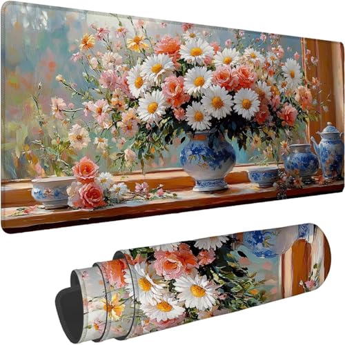 Gaming Mauspad 800 x 400 x 3mm Mauspad XXL Wasserdicht Abriebfest mit Vernähten Kanten Anlage Schreibtischunterlage Verbessert Geschwindigkeit und Präzision für Laptop Computer, Blume Muster xn-708 Gaming Mauspad 800 x 400 x 3mm Mauspad XXL Wasserdicht Abriebfest mit Vernähten Kanten Anlage Schreibtischunterlage Verbessert Geschwindigkeit und Präzision für Laptop Computer, Blume Muster xn-708 von Lchtooog