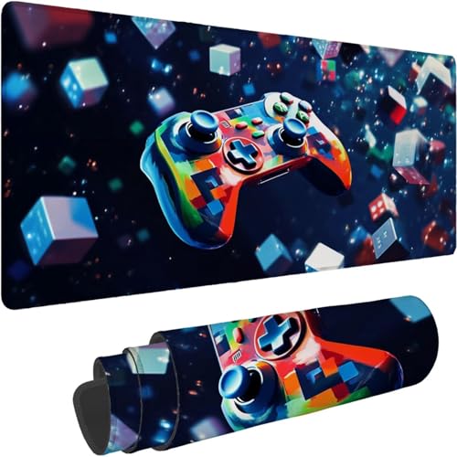 Gaming Mauspad 800 x 400 x 3mm Mauspad XXL Wasserdicht Abriebfest mit Vernähten Kanten Blau Schreibtischunterlage Verbessert Geschwindigkeit und Präzision für PC, Büro Gamecontroller Muster xn-554 von Lchtooog