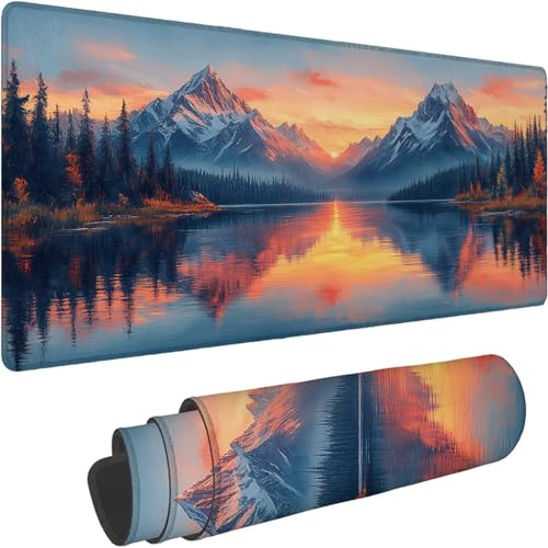 Mauspad 1000 x 500 x 3mm Gaming Mousepad Premium Schreibtischunterlage Rutschfest und Wasserdicht Fransenfreie Ränder Verbessert Geschwindigkeit und Präzision Sonnenuntergang Landschaft Muster xn-570 von Lchtooog