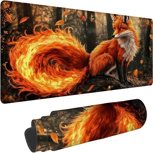 Mauspad 1000 x 500 x 3mm Gaming Mousepad Premium Schreibtischunterlage Rutschfest und Wasserdicht Fransenfreie Ränder Verbessert Geschwindigkeit und Präzision für Home Office Wald Tier Muster xn-661 von Lchtooog