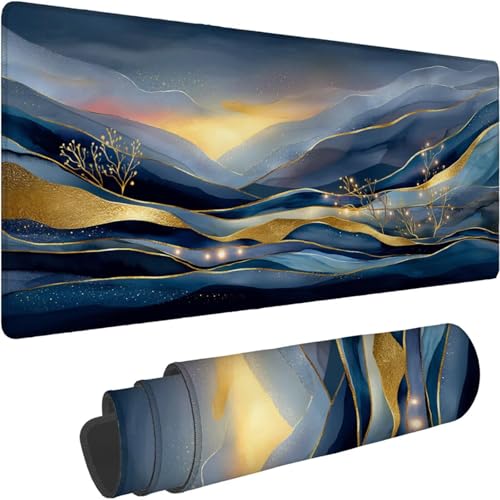 Mauspad 1400 x 700 x 3mm Gaming Mousepad Premium Schreibtischunterlage Rutschfest und Wasserdicht Fransenfreie Ränder Verbessert Geschwindigkeit für Büro Maus Sonnenuntergang Abstrakt Muster xn-557 von Lchtooog