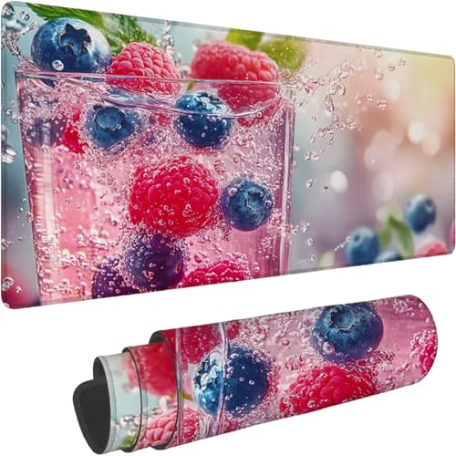 Mauspad 1400 x 700 x 3mm Gaming Mousepad Premium Schreibtischunterlage Rutschfest und Wasserdicht Fransenfreie Ränder Verbessert Geschwindigkeit und Präzision für Büro Traum Blaubeere Muster xn-627 von Lchtooog