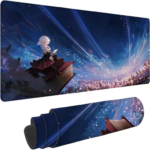 Mauspad 1400 x 700 x 3mm Gaming Mousepad Premium Schreibtischunterlage Rutschfest und Wasserdicht Fransenfreie Ränder Verbessert Geschwindigkeitund Präzision für Office Maus Blau Mädchen Muster xn-540 von Lchtooog