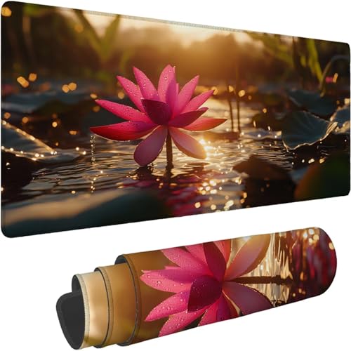 Mauspad 500 x 250 x 3mm Gaming Mousepad Premium Schreibtischunterlage Rutschfest und Wasserdicht Fransenfreie Ränder Verbessert Geschwindigkeit und Präzision Sonnenuntergang Lotus Muster xn-584 von Lchtooog