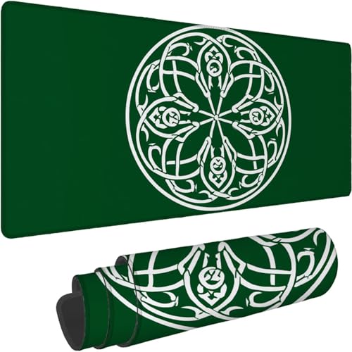 Mauspad 500 x 250 x 3mm Gaming Mousepad Premium Schreibtischunterlage Rutschfest und Wasserdicht Fransenfreie Ränder Verbessert Geschwindigkeit und Präzision für Home Office Grün Blume Muster xn-598 von Lchtooog