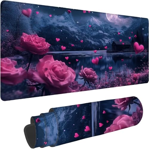 Mauspad 700 x 350 x 3mm Gaming Mousepad Premium Schreibtischunterlage Rutschfest und Wasserdicht Fransenfreie Ränder Verbessert Geschwindigkeit und Präzision Sonnenuntergang Blume Muster xn-567 von Lchtooog