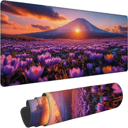 Mauspad 700 x 350 x 3mm Gaming Mousepad Premium Schreibtischunterlage Rutschfest und Wasserdicht Fransenfreie Ränder Verbessert Geschwindigkeit und Präzision Sonnenuntergang Schneeberg Muster xn-579 von Lchtooog