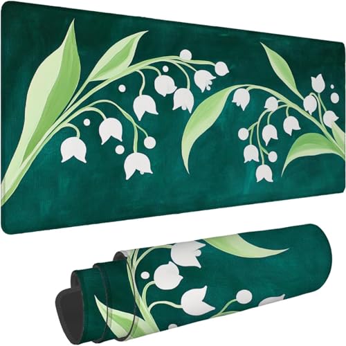 Mauspad 700 x 350 x 3mm Gaming Mousepad Premium Schreibtischunterlage Rutschfest und Wasserdicht Fransenfreie Ränder Verbessert Geschwindigkeit und Präzision für Home Office Grün Anlage Muster xn-607 von Lchtooog