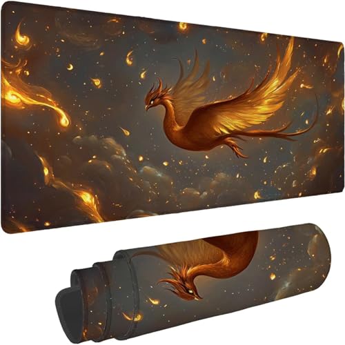 Mauspad 700 x 350 x 3mm Gaming Mousepad Premium Schreibtischunterlage Rutschfest und Wasserdicht Fransenfreie Ränder Verbessert Geschwindigkeit und Präzision für Home Office Traum Phönix Muster xn-612 von Lchtooog