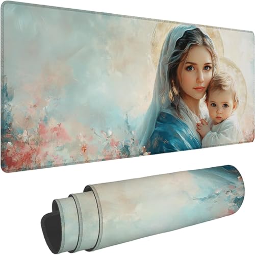 Mauspad 700 x 350 x 3mm Gaming Mousepad Premium Schreibtischunterlage Rutschfest und Wasserdicht Fransenfreie Ränder Verbessert Geschwindigkeitund Präzision für Office Maus Hellblau Frau Muster xn-651 von Lchtooog