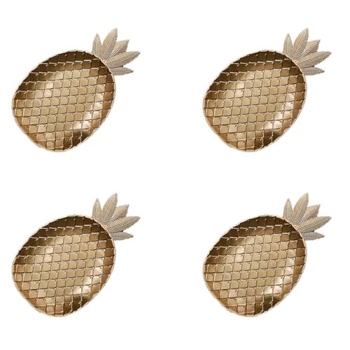 Lckiioy 4X Nordisch Dekoratives Tablett Gold Ananas Form Portion Tablett Schmuck Palette Obst Snack Gericht Tisch Aufbewahrung Organisator (Klein) von Lckiioy