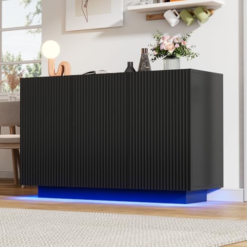 Lcoho LED Kommode Modern Design Sideboard mit Beleuchtung Schwarz Marmor Optik Smart Wohnzimmerschrank Bluetooth Steuerung Vertikale Streifen Anrichte 160cm Aufbewahrungsschrank Lcoho LED Kommode Modern Design Sideboard mit Beleuchtung Schwarz Marmor Optik Smart Wohnzimmerschrank Bluetooth Steuerung Vertikale Streifen Anrichte 160cm Aufbewahrungsschrank von Lcoho
