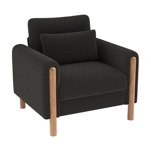 Lcoho Moderne Armlehnenstuhl mit Dickem Kissen, Bequemer Einzel-Sessel mit Weicher Polsterung, Relaxsessel für Wohnzimmer, Büro oder Schlafzimmer, Komfortabler Sessel (Gray) von Lcoho