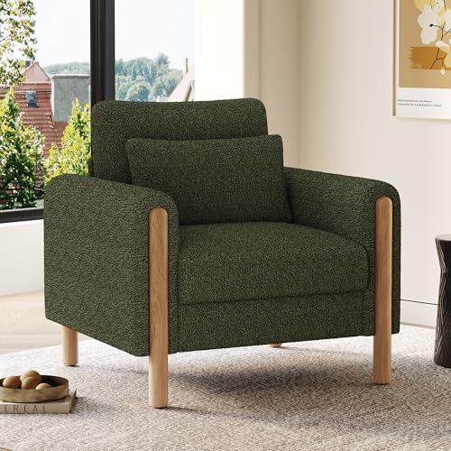 Lcoho Moderne Armlehnenstuhl mit Dickem Kissen, Bequemer Einzel-Sessel mit Weicher Polsterung, Relaxsessel für Wohnzimmer, Büro oder Schlafzimmer, Komfortabler Sessel (Green) von Lcoho