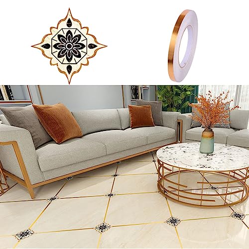 1 Rolle metallisierte Polyester Mylar Film Tape und 36 PCS Fliesen Diagonal Aufkleber,Craft dekorative Klebeband,selbstklebende Fliesen Naht Aufkleber,für Wand,Schlafzimmer, Wohnzimmer,Küche (Gold) von Lcxecnw