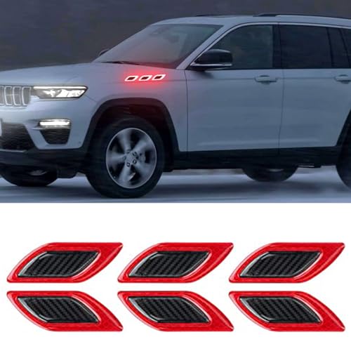 6 Stück 3D Hochreflektierende Streifen Aufkleber für Auto Kotflügel Motorhaube Stoßstange Hohe Intensität Nachtsicht Aufkleber Sicherheitswarnung Karbonfaser Universal für Auto (Rot) von Lcxecnw