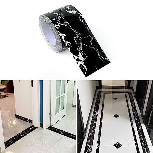 Lcxecnw Schwarzes Marmorpapier,Selbstklebende Marmortapete,Bordüren-Aufkleber,Peel and Stick Glossy Marble Contact Paper,für Wohnzimmer,Küche,Schlafzimmer,Toiletten von Lcxecnw