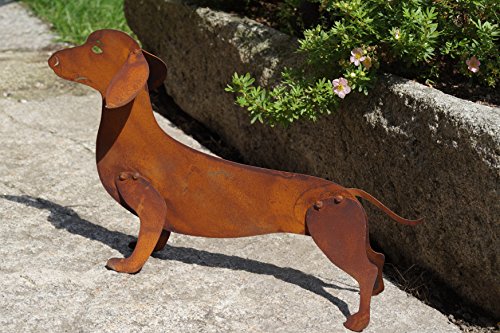 Edelrost Dackel Benji 3D 47 x 27 cm Hund Tierfigur Gartendekoration Rost von Rostalgie