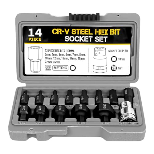 14Pcs 3-24mm Innensechskant Schraube Hülse Düsen Mutter 1/2 Zoll Sechskant Mutter Fahrer Bohrer Adapter Schraubendreher Set Bits von Ldabrye