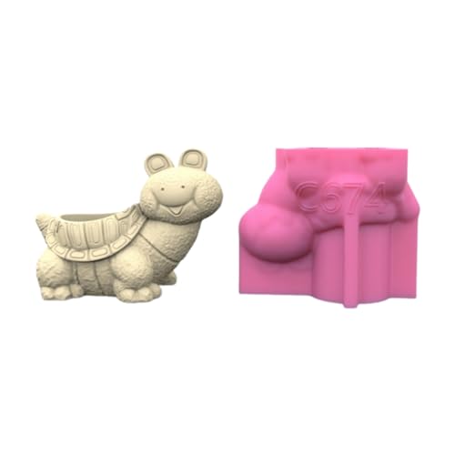 Cartoon Turtle Blumentöpfe Schimmelpoxyharzform Stifthalter Kerzenhalter Zement Pflanzer Silikonform Wohndekorationen von Ldabrye