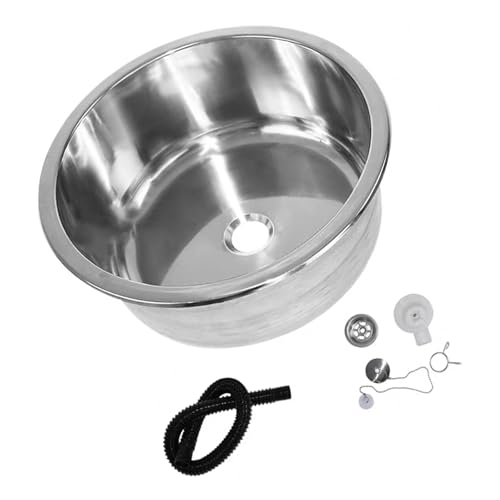 Ldabrye Einzelschalen Gericht Waschen Waschbecken Geschirrspülbecken Edelstahl Runde Küchenspüle Badezimmer Handwaschbecken Einzelschalenschale von Ldabrye