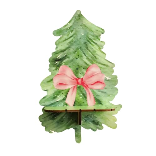 Ldabrye Dekoratives Holzregal In Grünen Weihnachtsbäumen Form Wand Schwimmendes Featurings Bowknot Für Home Office Decors Weihnachten von Ldabrye
