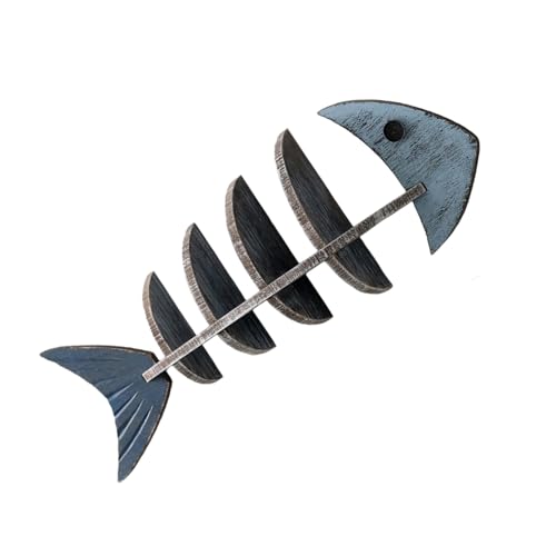 Ldabrye Mediterranes, handgefertigtes Wandregal aus Holz, Fischgrätenmuster, zum Aufhängen, für Küstenlandhäuser, Schlafzimmer, Wohnzimmer, Dekoration, Vintage-Fischgräten-Dekoration von Ldabrye