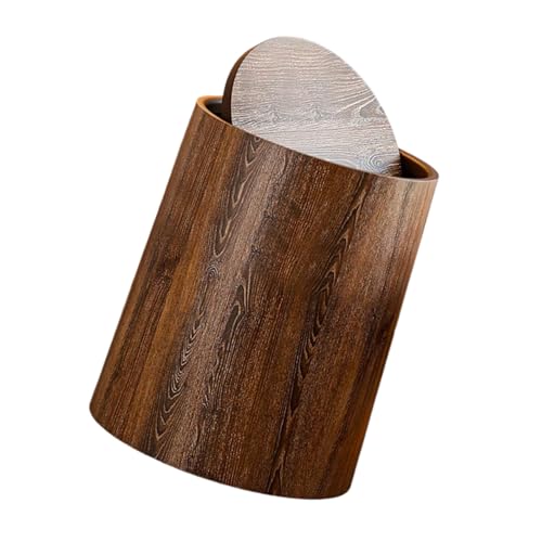 Ldabrye Retro Holzkörner Mülleimer Deliabilität Plastikabfall Behälter 360 Grad Schwung Deckel Für Küchenbadezimmer Schlafzimmer Schlafzimmer Runde Deckel Abfallbehälter Küche Küche von Ldabrye