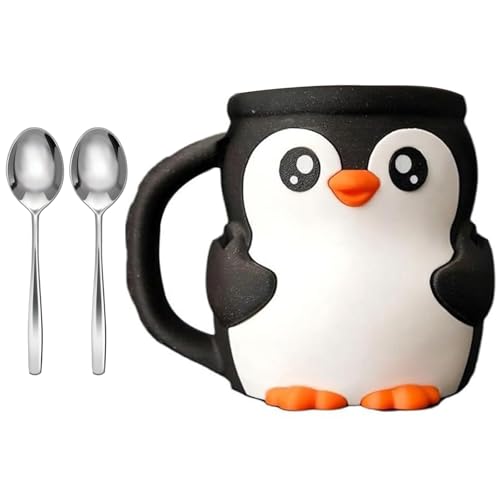 Ldabrye Skurrile Eiscreme-Behälter, Organizer mit Pinguin-Motiv, Doppel-Löffelhalter, Schutz für kalte Getränke, mit geheimer Schublade, isolierter Eisbehälter mit Griff von Ldabrye