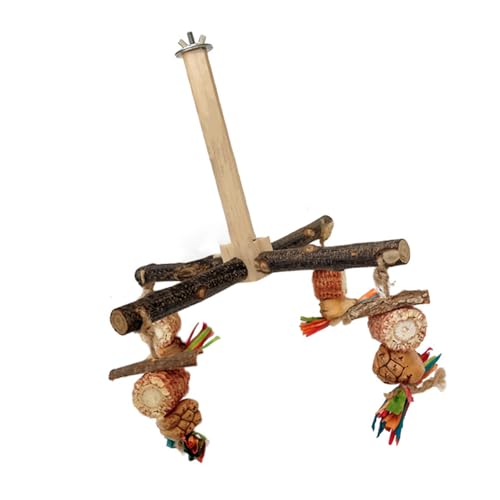 Ldabrye Vogel-Sitzstange aus Holz, drehbar, für Papageien, Sittiche, Schleifkratzer für kleine Papageien, Vogelkauspielzeug von Ldabrye