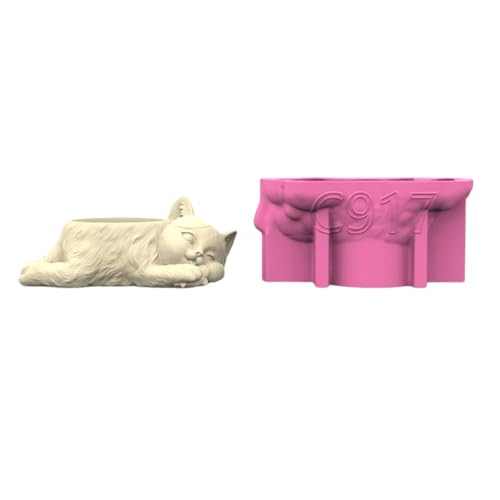 Mehrzweck Silikonform Pflanzerform Formen Harz Beton Crafting Formen Katzen Designs Saftige Töpfe Form Silikon Textur von Ldabrye
