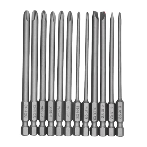 Schlitz- und Kreuzkopf-Schraubendreher-Bit-Set für Elektrowerkzeug mit sandgestrahlter Oberfläche und verschiedenen Größen, Schlitz- und Kreuzkopf-Bits, 12-teilig Schlitz- und Kreuzkopf-Schraubendreher-Bit-Set für Elektrowerkzeug mit sandgestrahlter Oberfläche und verschiedenen Größen, Schlitz- und Kreuzkopf-Bits, 12-teilig von Ldabrye