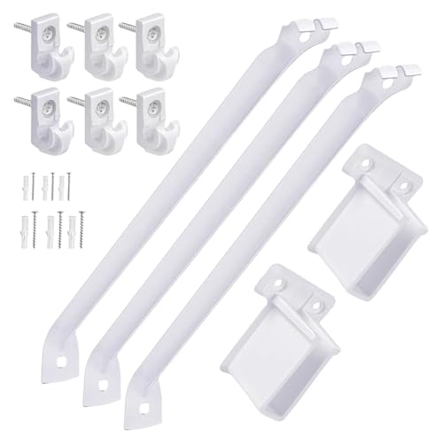 Stabiles 30,5 cm Draht-Regalhalterungs-Set mit 6 Clips und 2 Endhalterungen, tragbares Zubehör für Schlafzimmer, Wohnzimmer, Garage, Regal von Ldabrye