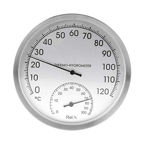 Verbessertes Wandhänge Thermometer Rund Innenthermometer Hygrometer Für Sauna Room Silber WiFi Feuchtigkeitsmesser Geeignet von Ldabrye