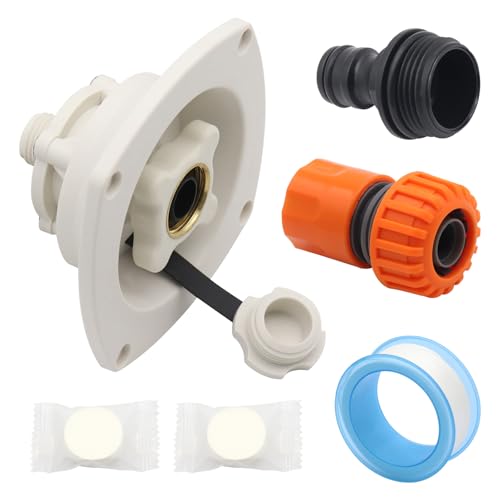 Wasseranschluss Adapter Set mit Rückschlagventilen Schnellspannverschraubungen Messinggewinde hohe Haltbarkeit PP für den Außenbereich Outdoor Reise Wasserarmatur-Kit von Ldabrye