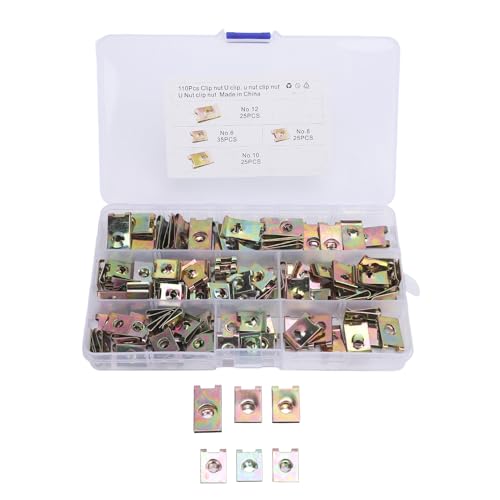 110 Stcs U Nut Clip Kit 4 Größen Zink plattiert rostfeste haltbare u -förmige Nussverbots für Auto Motorrad -Stoßstange Das Armaturenbretttür -Tafel -Innenausstattung von Ldafava