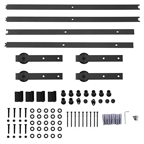 12 FT 366 cm Doppeltür-Spleißen, Karbonstahl, Scheunentor-Hängeschiene, Hochleistungs-Schiebetürschienen-Set für Schrankschränke, Scheunen, Innen- und Außenbereich, schwarzes 12 FT 366 cm Doppeltür-Spleißen, Karbonstahl, Scheunentor-Hängeschiene, Hochleistungs-Schiebetürschienen-Set für Schrankschränke, Scheunen, Innen- und Außenbereich, schwarzes von Ldafava