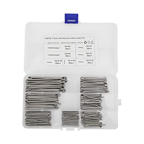 150pcs Cotter Pin Clips Sortiment Edelstahl 7 Spezifikationen Splitstifte Universal Car Accessoire von Ldafava