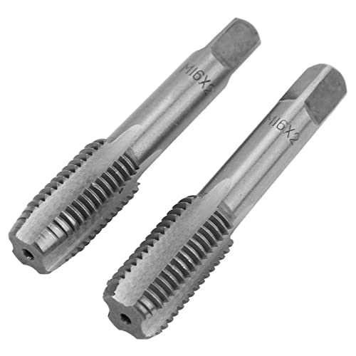 2 Stück Hochgeschwindigkeitsstahl-Gewindebohrer mit metrischem Gewinde (M20 x 2,5), gerade Nuten, Handgewindebohrer für die Metallbearbeitung, geeignet für Uhren und weiche Metalle (M16*2,0) von Ldafava