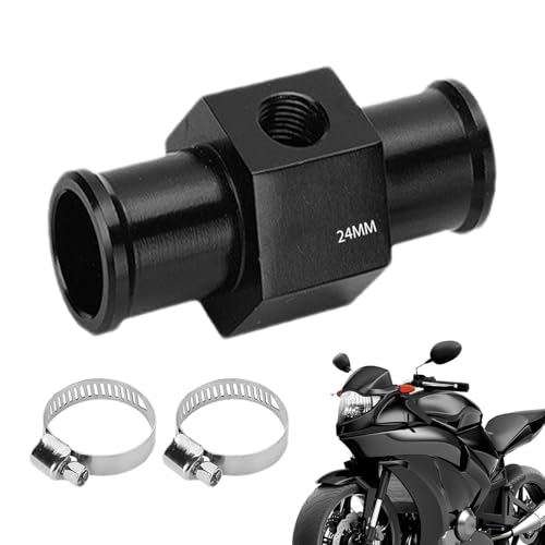20 mm 24 mm Wassertemperatur-Messgerät-Adapter für Motorrad, Aluminiumlegierung, Kühlmitteltemperatursensor, 3-Wege-Anschluss (24 mm) (B(24mm)) von Ldafava