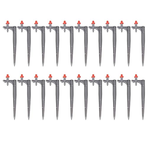20pcs Bewässerung Tropfer Einstellbarer Misting Düse Tropfbewässerung Emitter für Gartenarbeit Fruchtbäume Rasenbauchplastik 15 cm Höhe (360 Grad mit Steckerstange) von Ldafava