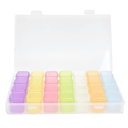 28 Slots klare Plastiklagerbox Tragbare abnehmbare Organisator Box für kleine Gegenstände Ohrringe Halsketten Medikamente Schmuckhandwerk liefert PP Kunststoff 17.5x10.5x2.5 cm (Farbig) von Ldafava