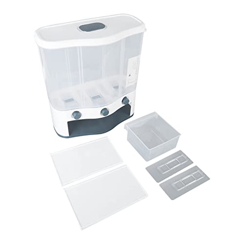 3 Grid Getreidespender Box 6 l großer Kapazität transparenter Fenster Reis und Getreide Lagerbehälter mit abnehmbarem Deckel für Trockenfutter Küchenspeisekammer Organisation (Grün) von Ldafava