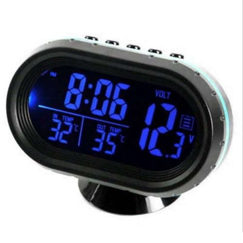 3 in 1 Auto -Voltmeter -Spannungstester Digitaluhr LED LEGED AUTO Dual Temperatur Gauge Thermometer für Car Trucks SUVS Blaugrün orange (Blau) von Ldafava