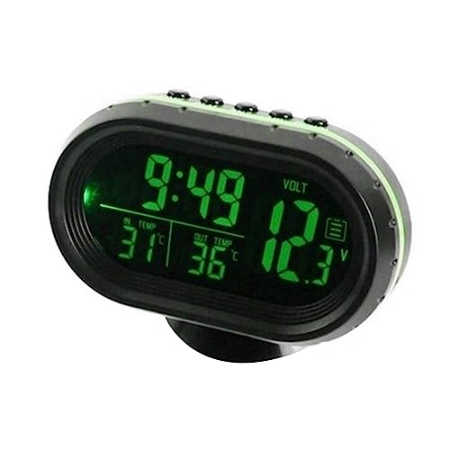 3 in 1 Auto -Voltmeter -Spannungstester Digitaluhr LED LEGED AUTO Dual Temperatur Gauge Thermometer für Car Trucks SUVS Blaugrün orange (Grün) von Ldafava