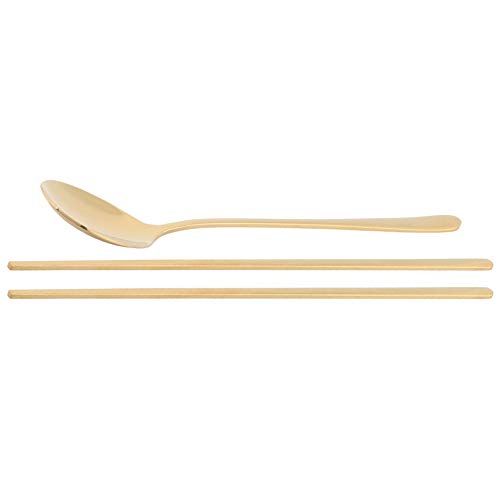 304 Edelstahllöffel Stäbchen Hadstäbchen Set koreanischer Stil Spiegel polierter Besteck ungiftiges Anti -Rost Langable Ergonomisches Design für Home Restaurant Café Shop (Gold) von Ldafava